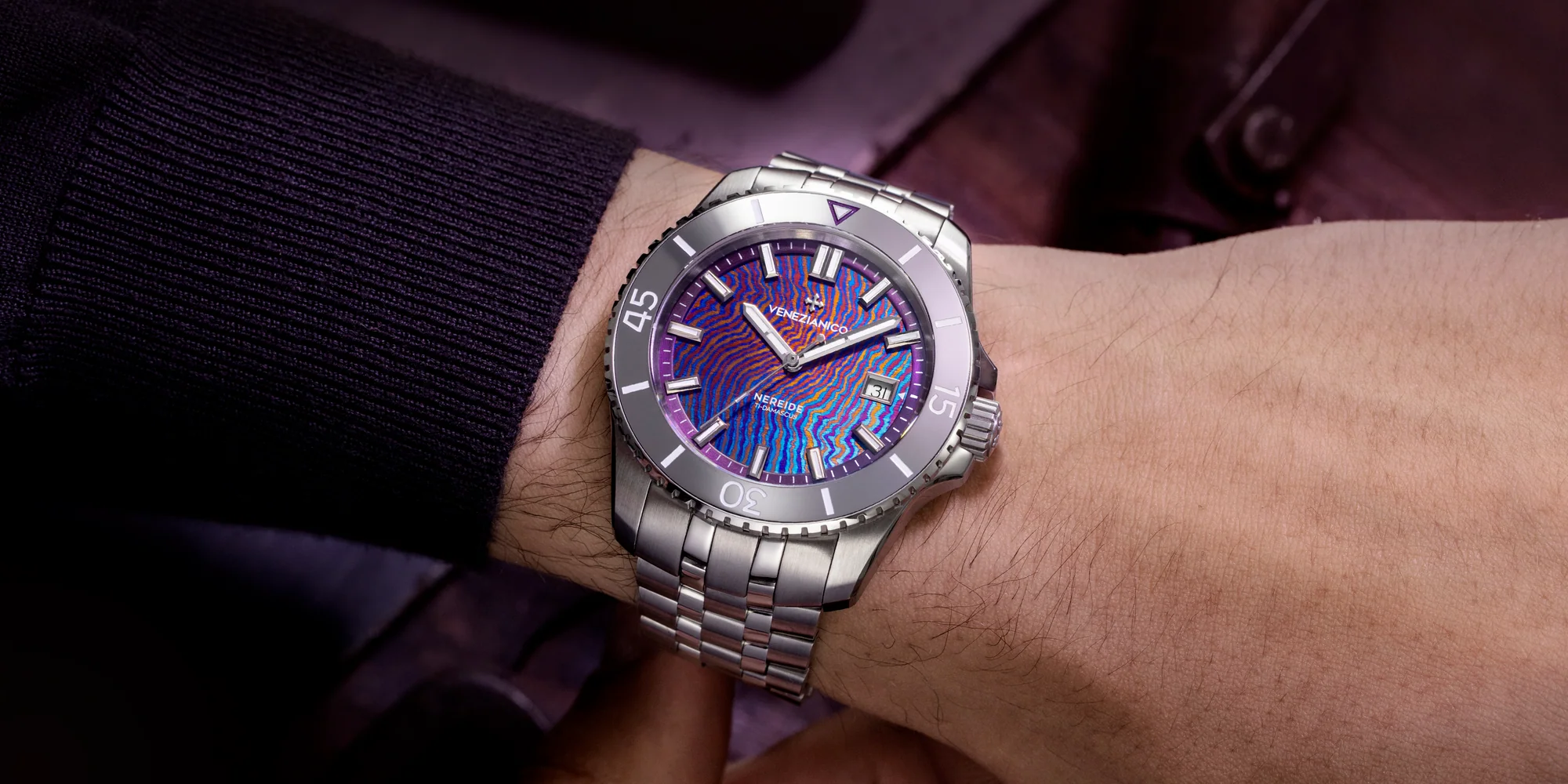 Venezianico Nereide Ti-Damascus wrist shot