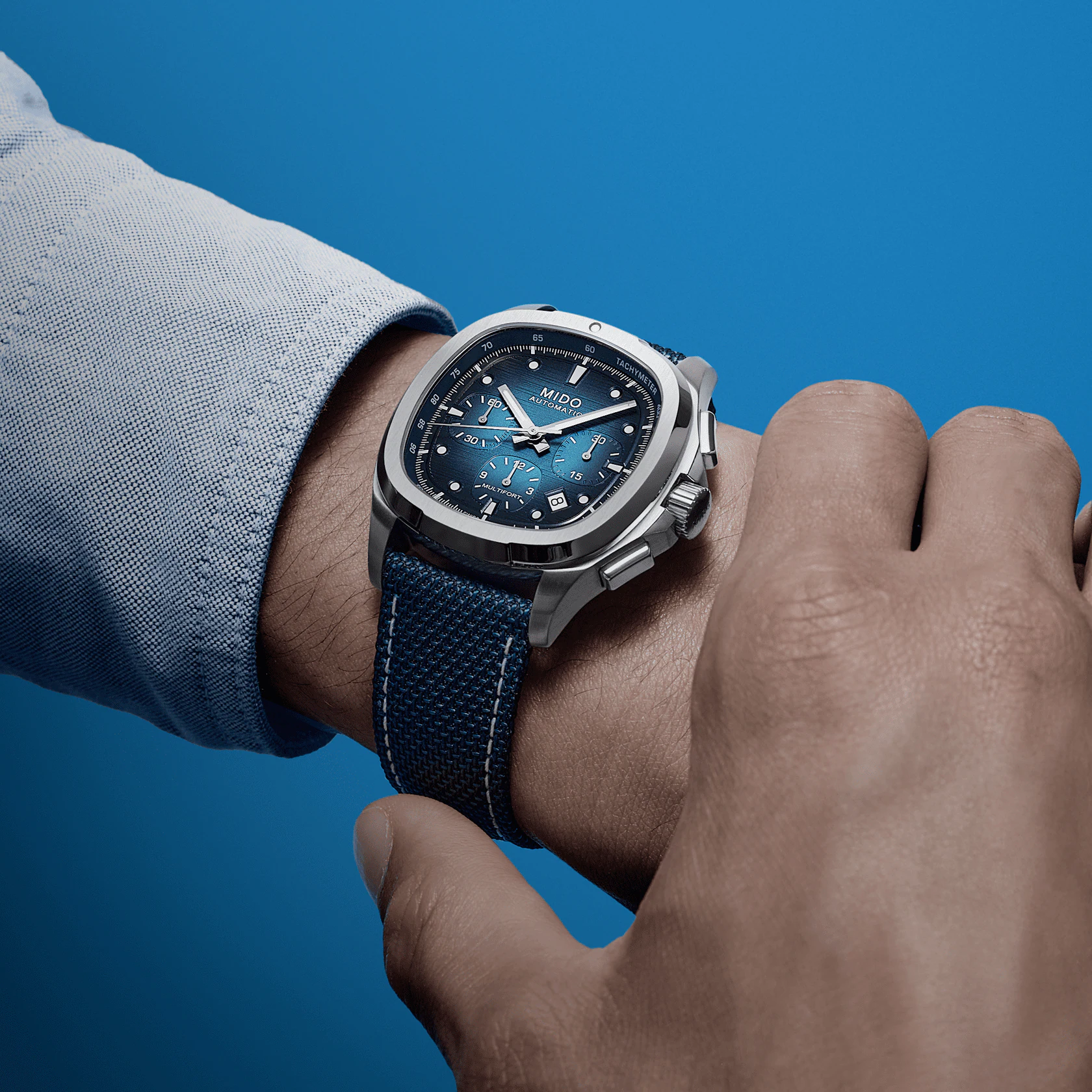 Mido Multifort TV Chronograph on wrist