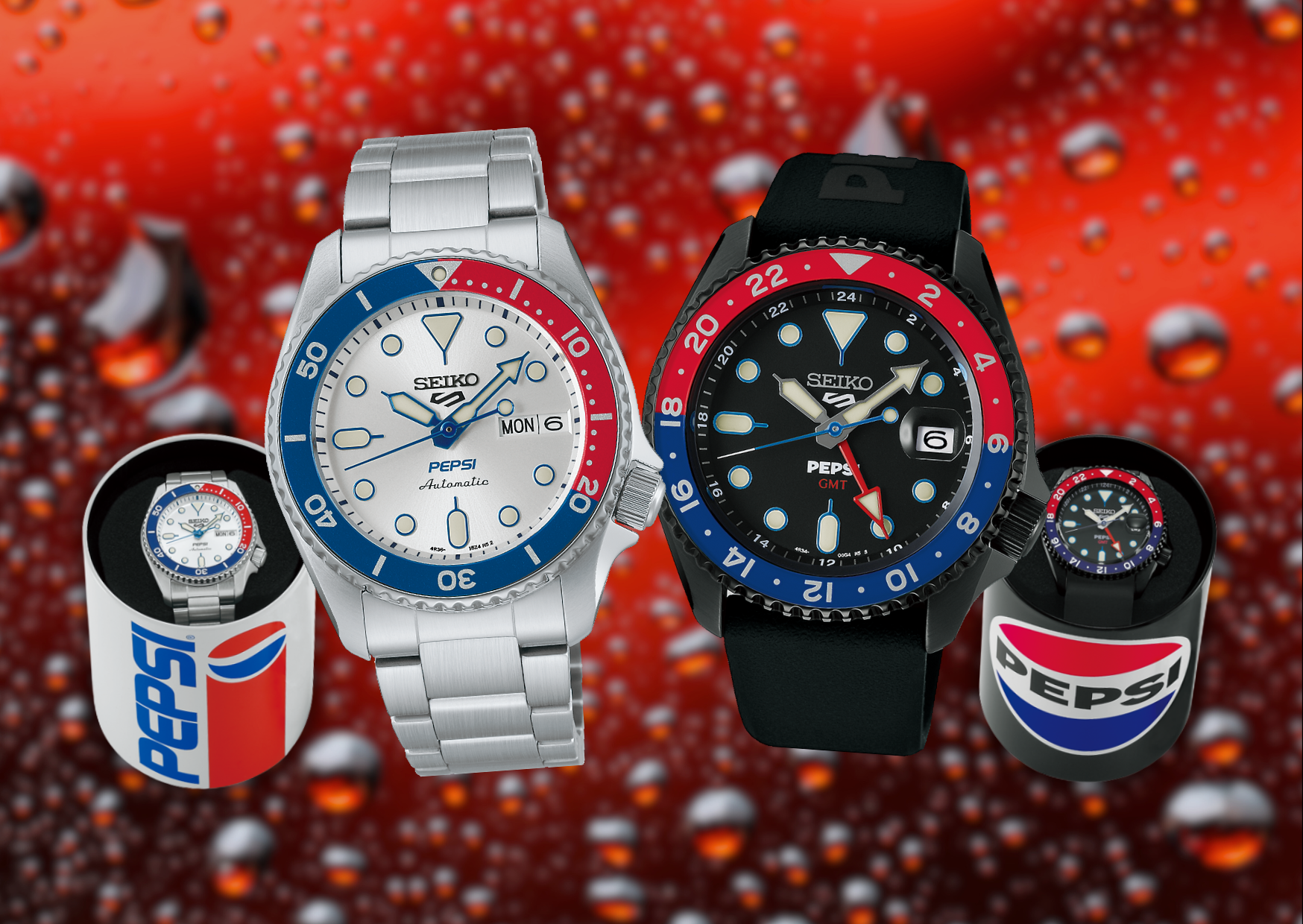 Seiko Pepsi‑themed cans