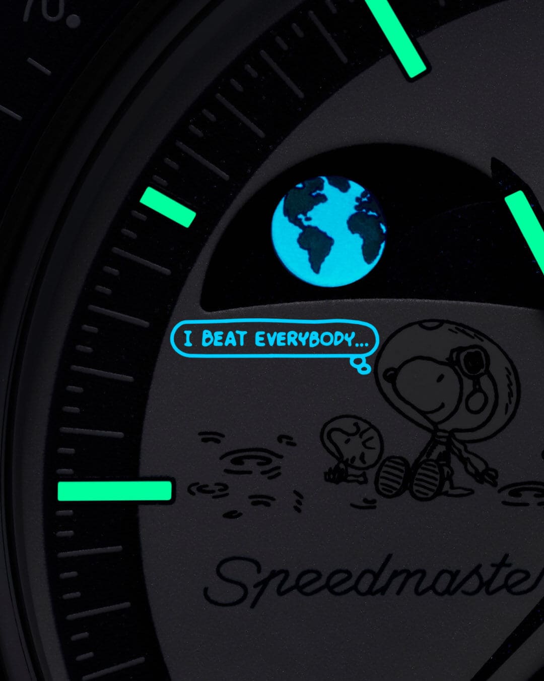 Snoopy on the Moon—Glowing with Confidence in the Mission to Earthphase Moonshine Gold