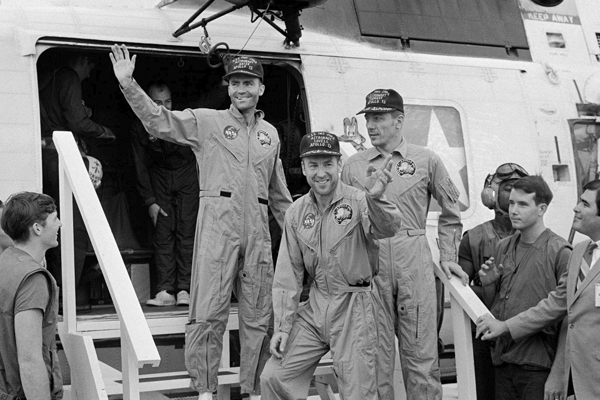 The Apollo 13 crew after their return