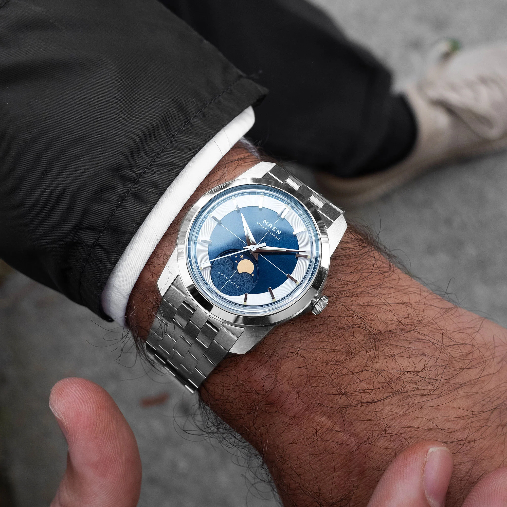 Wrist shot of the Maen Lunar Classic 36