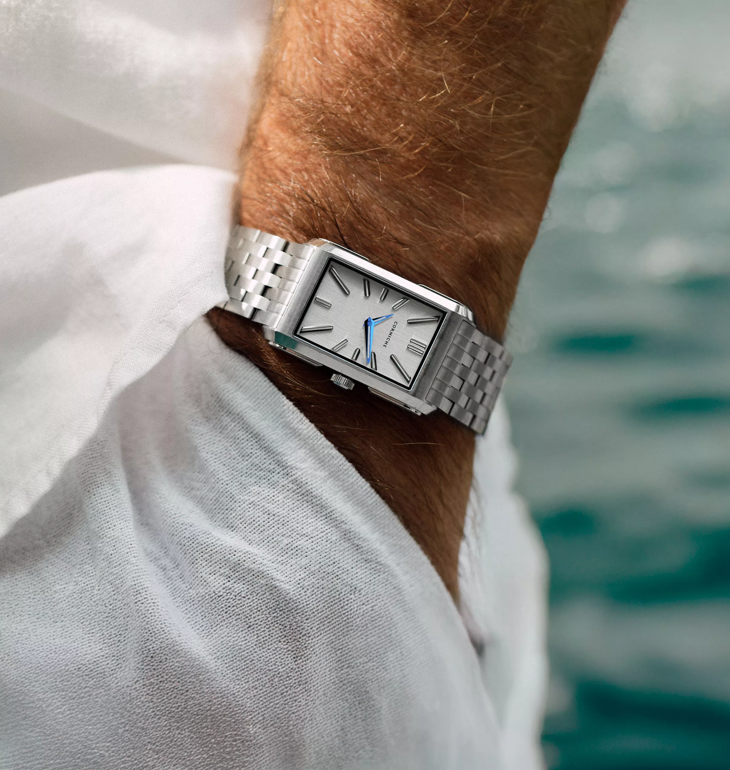 Corniche Stainless Steel on wrist