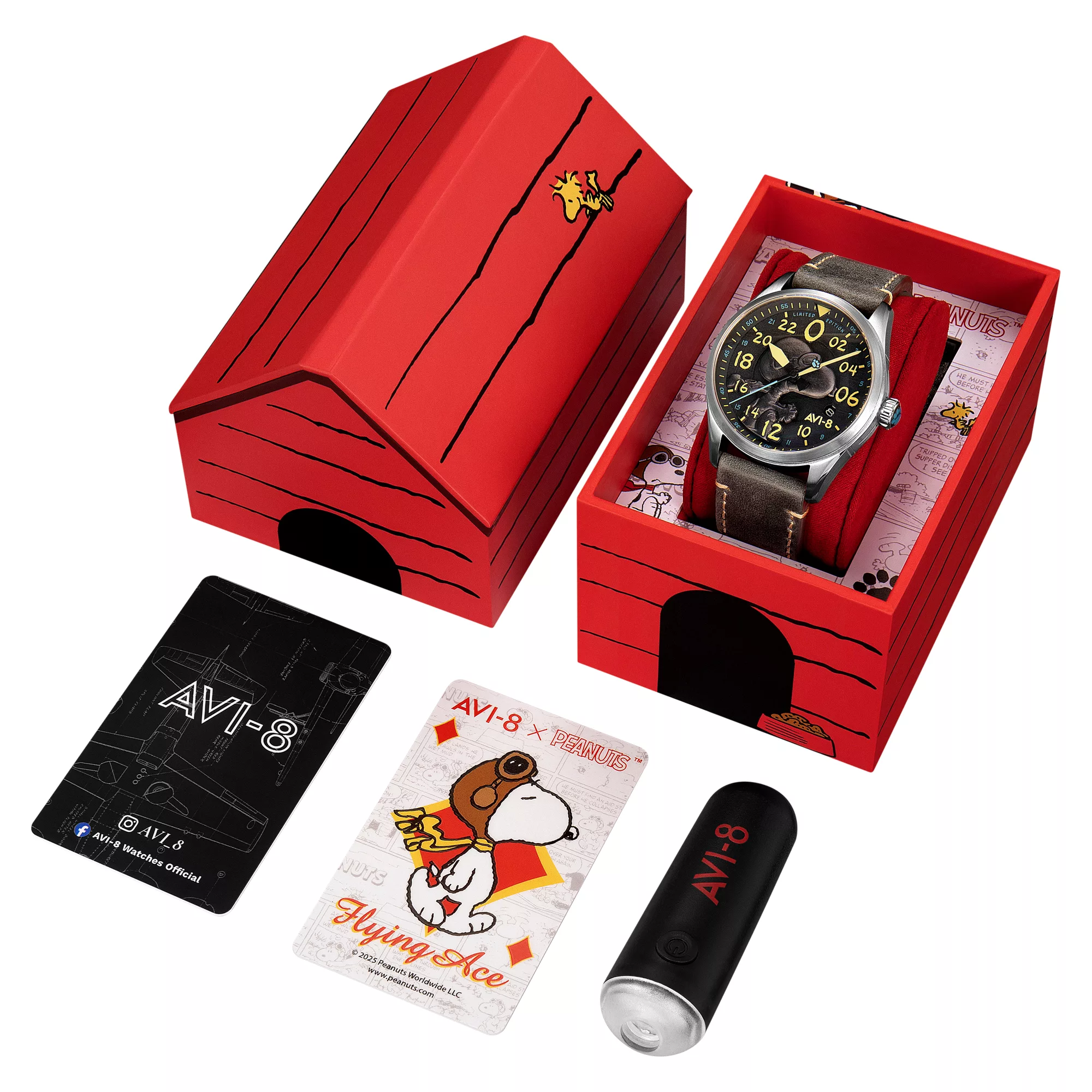 The Spitfire Peanuts Snoopy Flying Ace comes in a complete and fun boxset