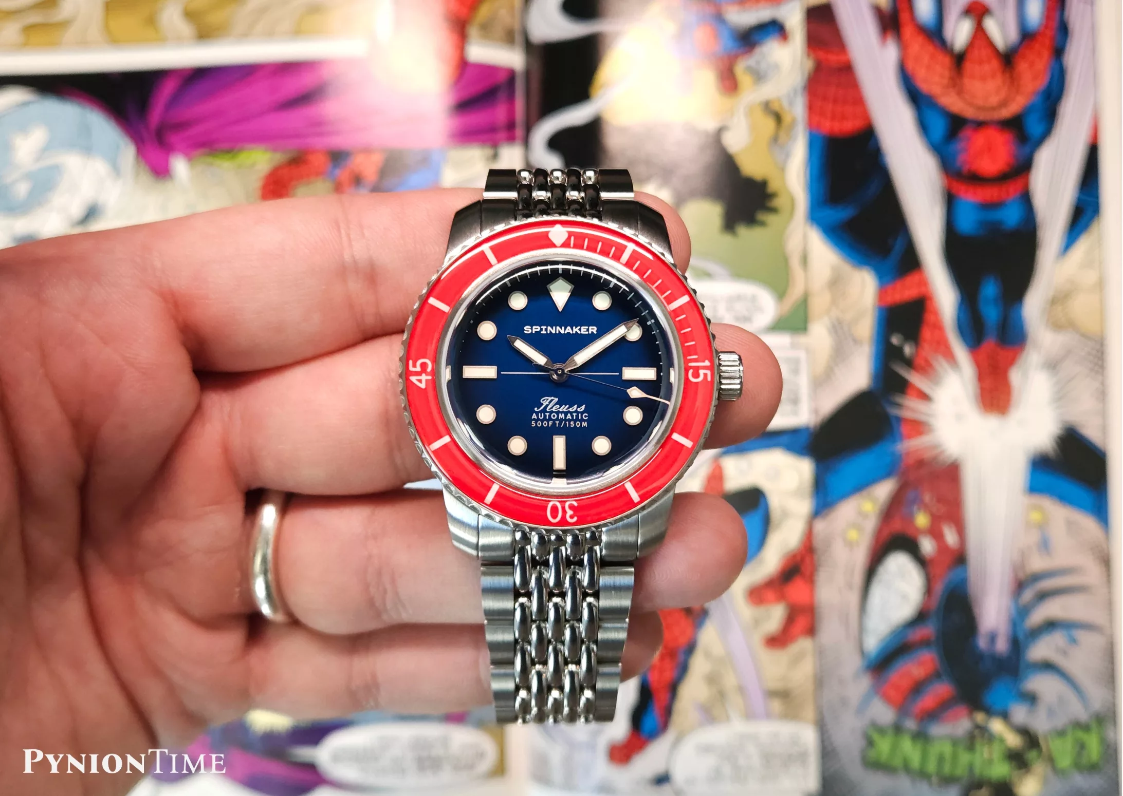 The Spinnaker Fleuss 40 Royal Splash colourway evokes the iconic web-slinger