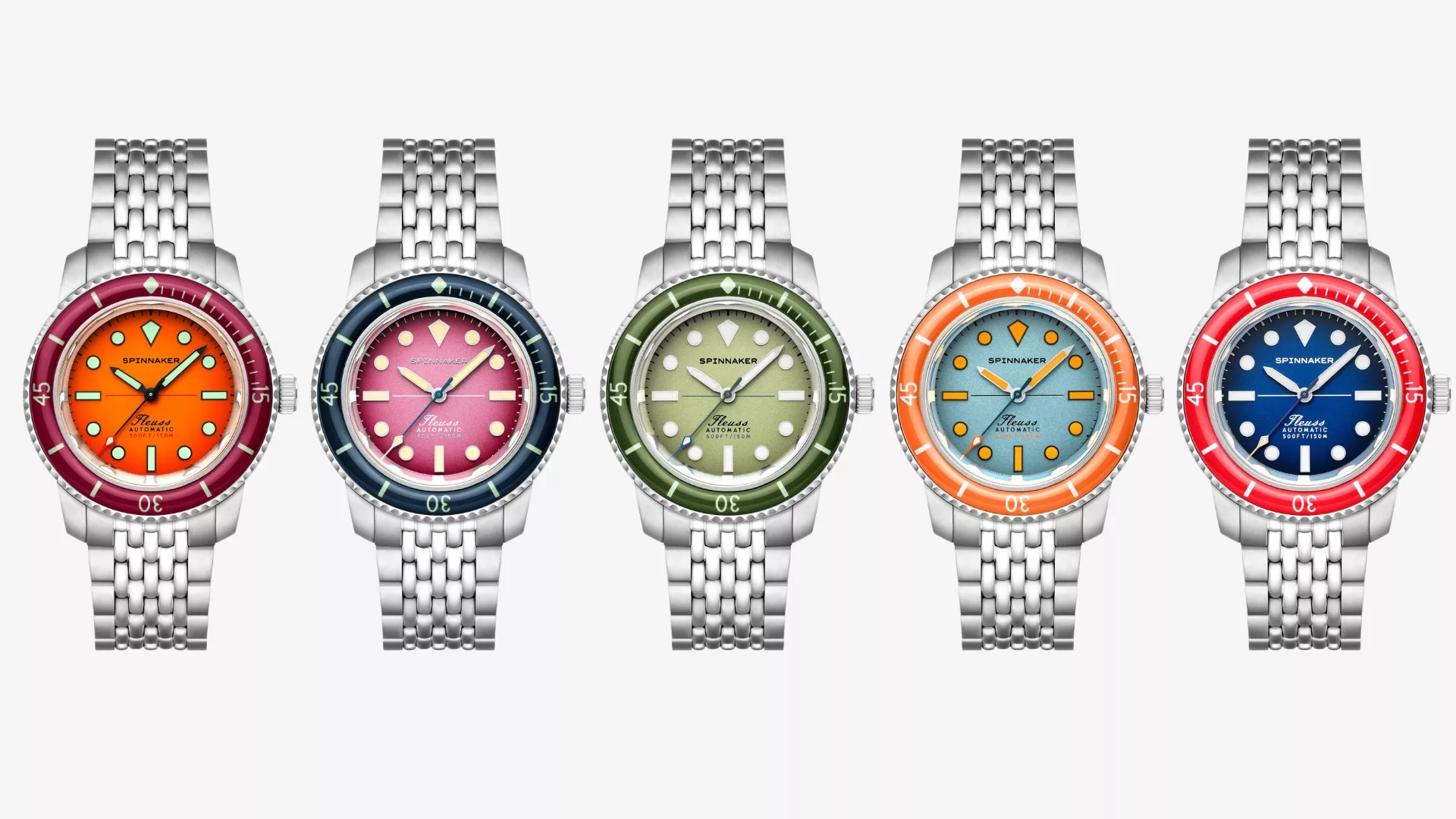 The Spinnaker Fleuss 40 Automatic comes in 5 colourful variants