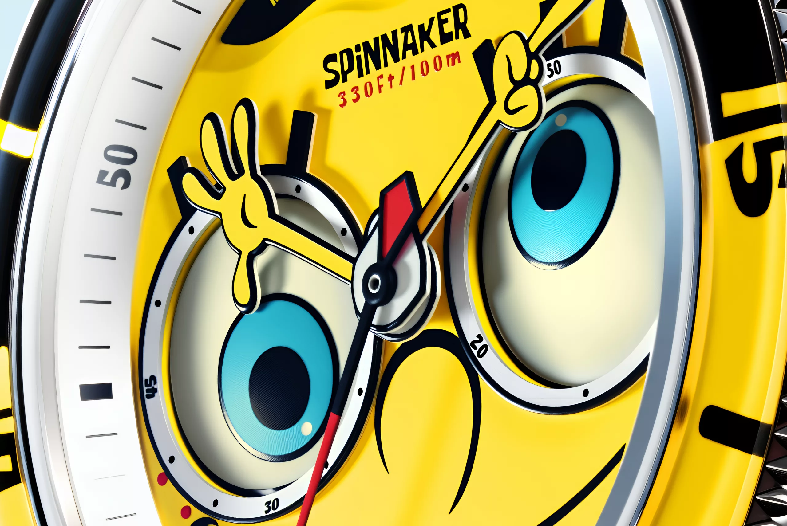 Spinnaker Fleuss Mechanical Chronograph SpongeBob Eyedial close-up