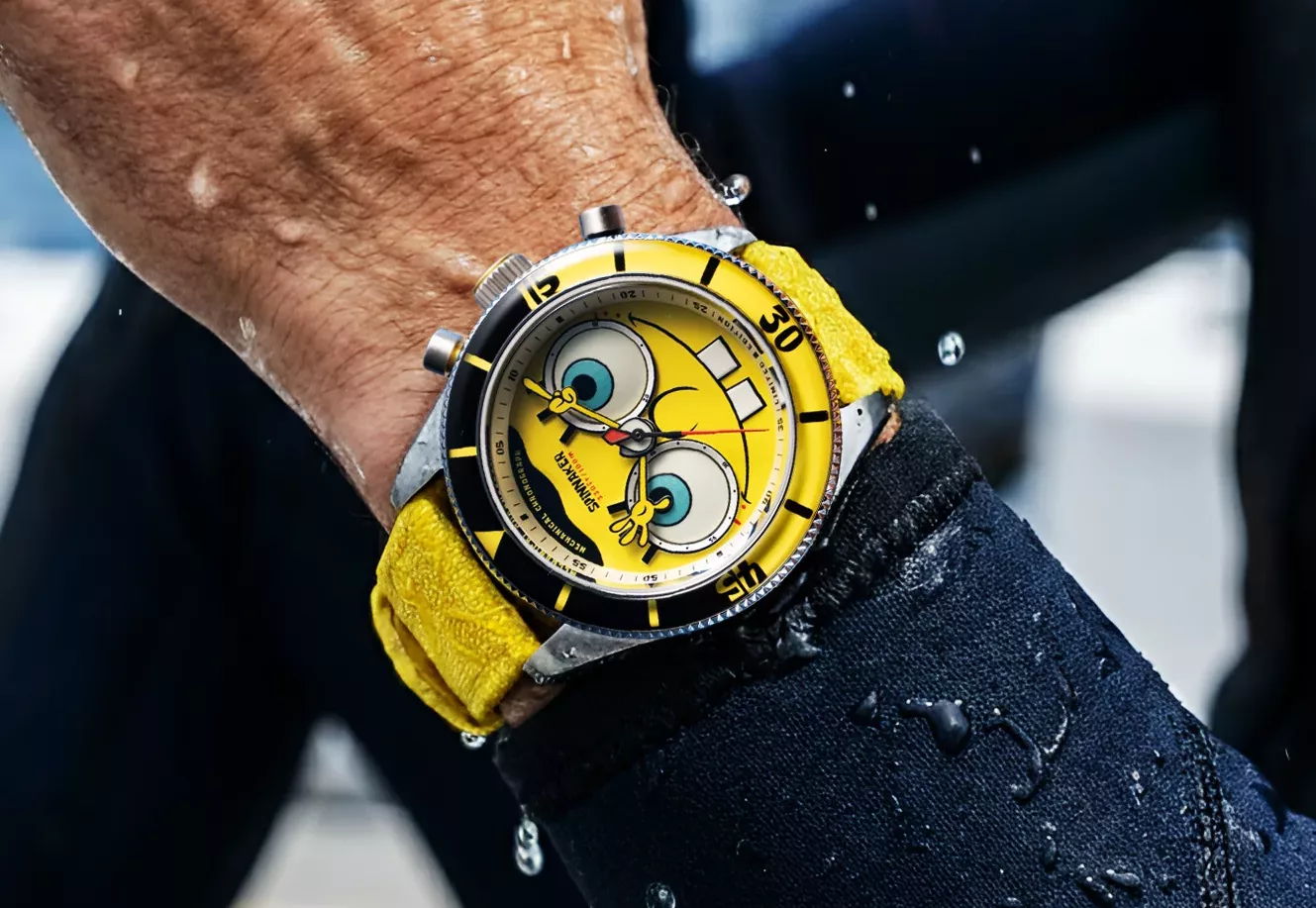 Spinnaker Fleuss Mechanical Chronograph SpongeBob Eyedial on wrist