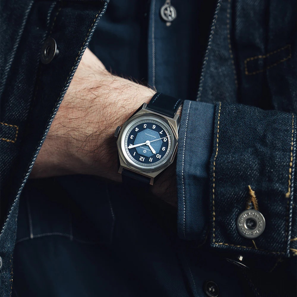 Beaumarchais Watch - Aeon Blue on wrist