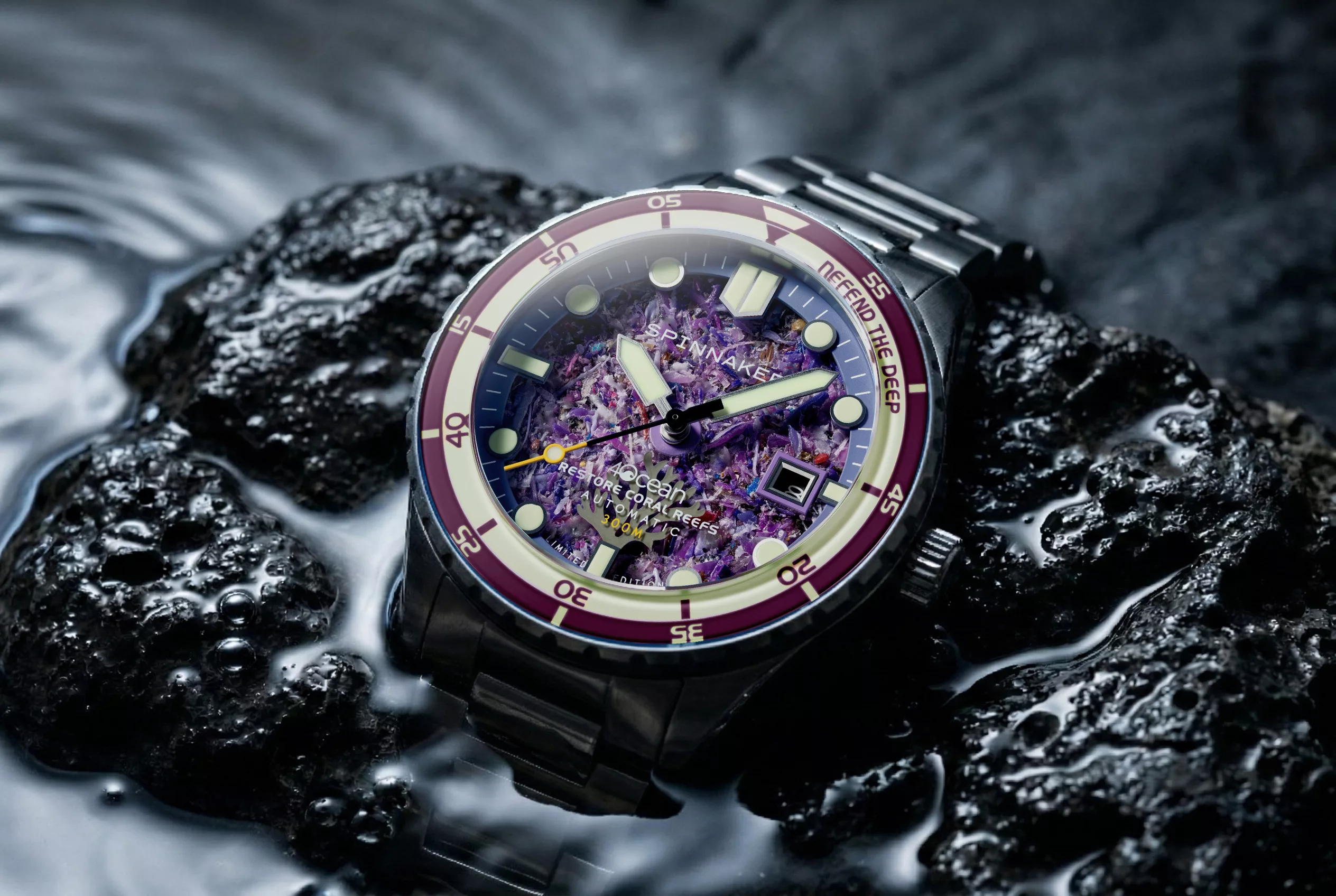 Spinnaker Hass Automatic 4ocean Limited Edition has got a dial made from recovered ocean plastic