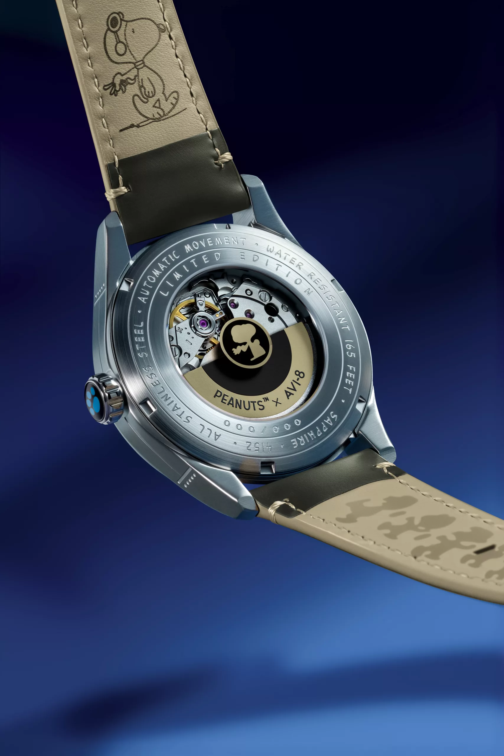 AVI-8 Spitfire Smith Automatic Snoopy Peanuts Flying Ace Pilot Error exhibition caseback