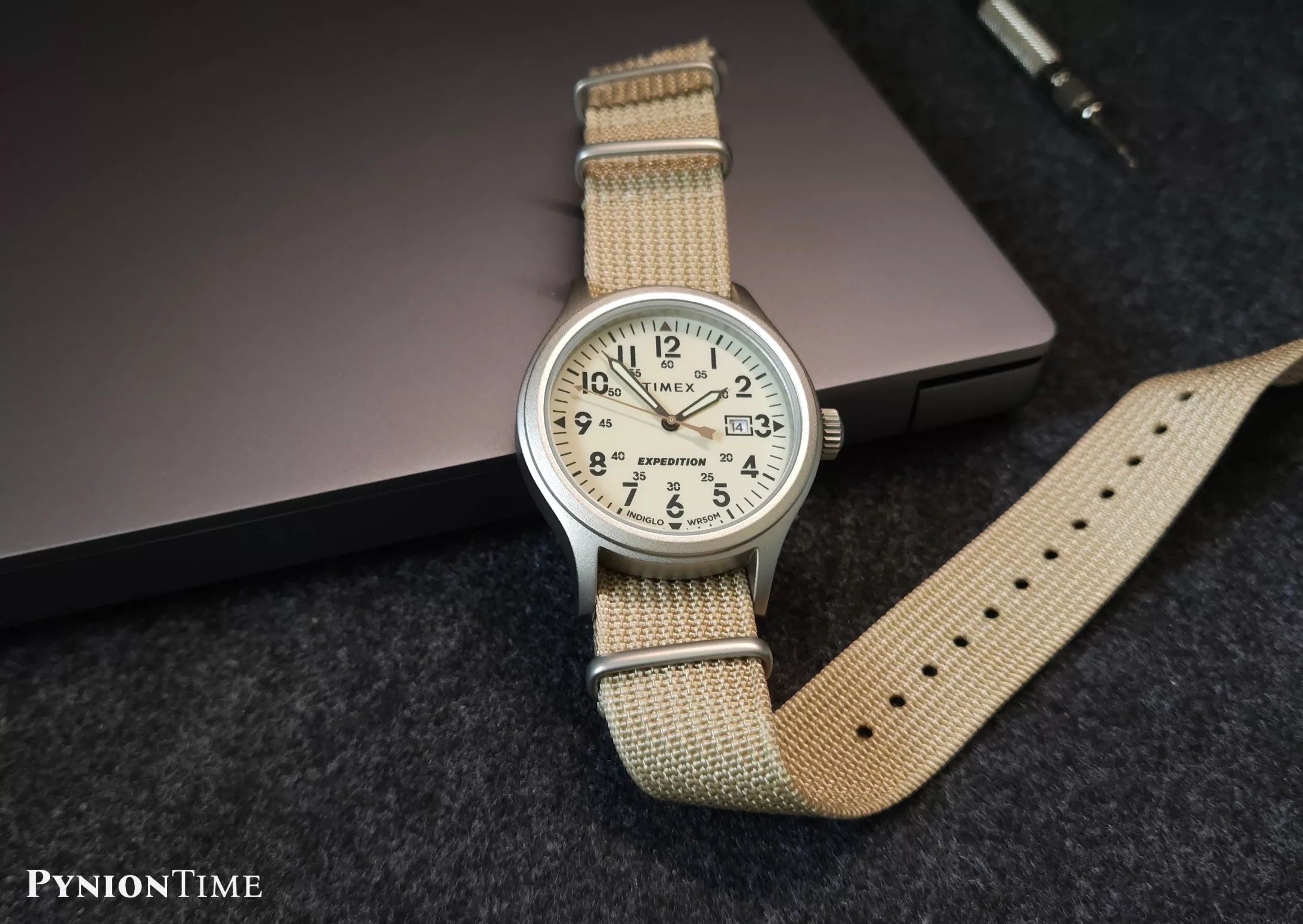 The Timex Expedition TW4B30100 has got a brass case with a silver-tone finish