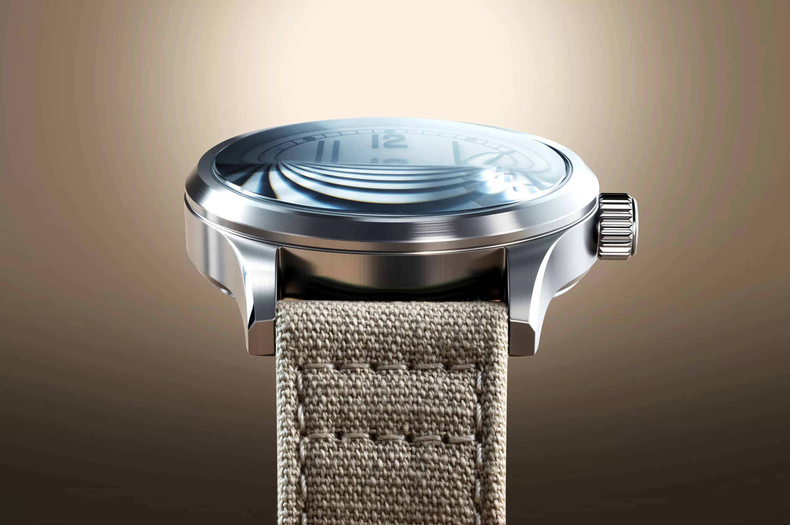 It comes with a 22mm canvas strap that matches the watch's military-inspired character