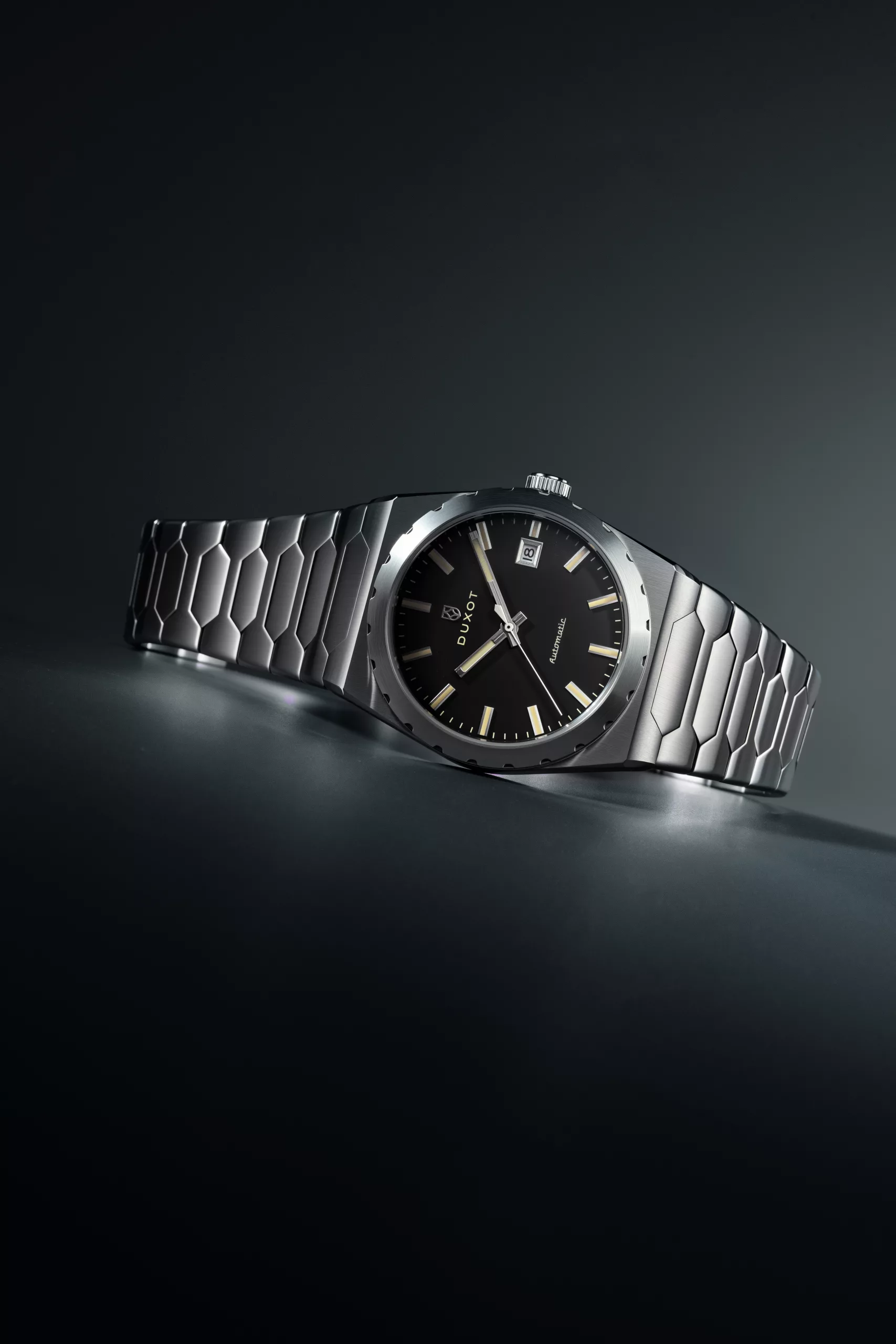 It measures 37mm wide and 11.4mm thick, compact for an integrated sports watch