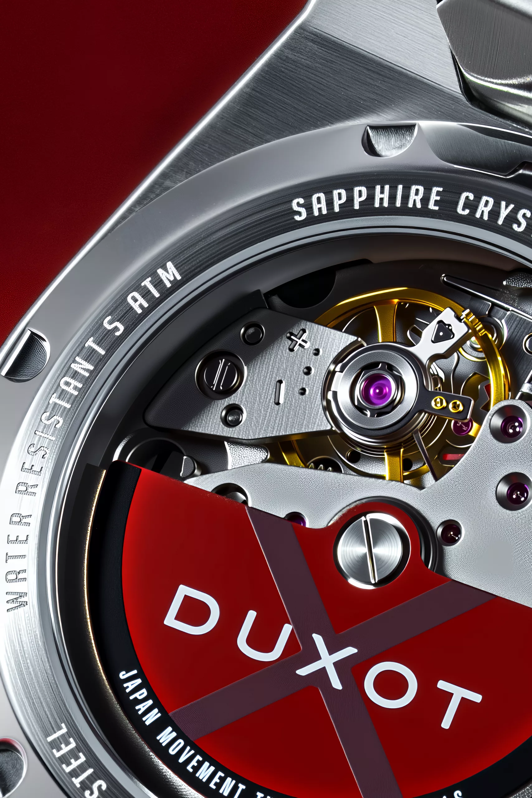 It uses a Miyota 8215 automatic, visible through the exhibition caseback