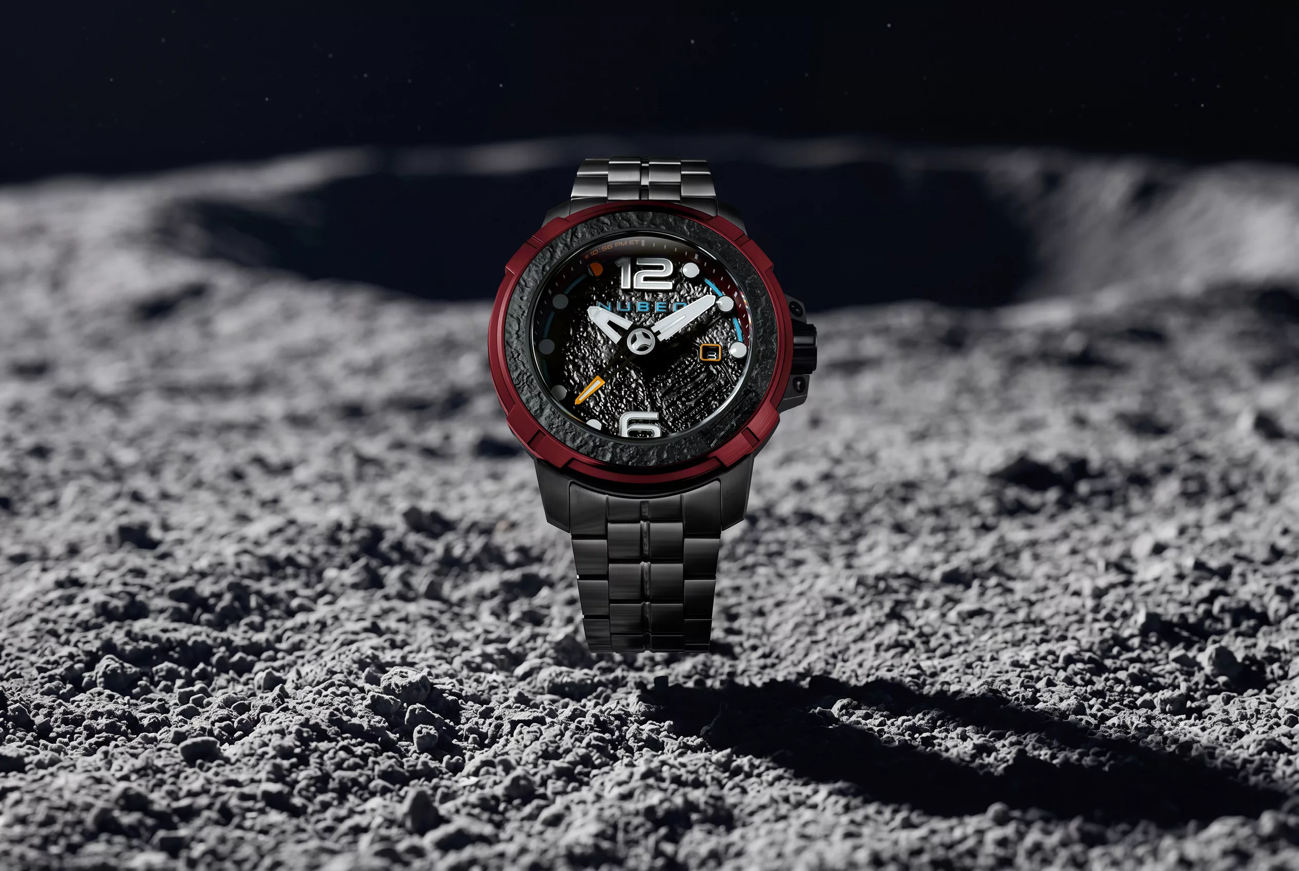 The case is stainless steel throughout, matching the watch's heavy visual character