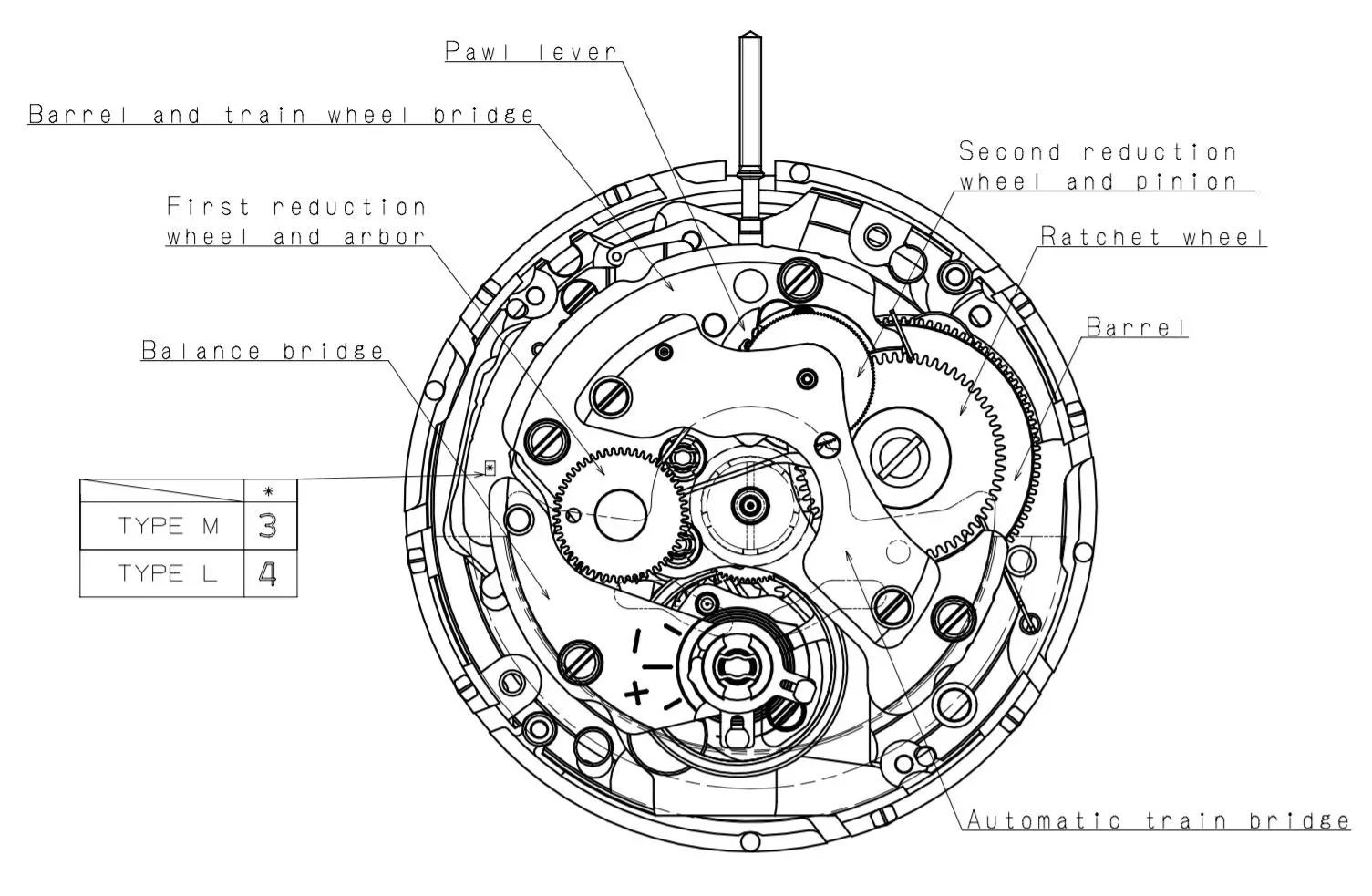 Blueprint of a NH35 movement