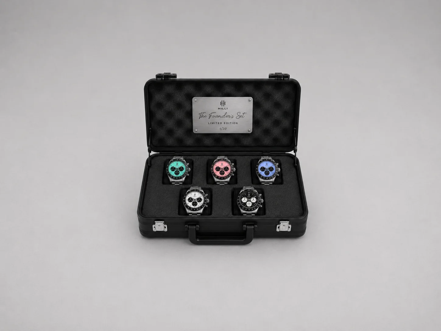 The Founder's Set has all five Panda dials in one numbered case of 20