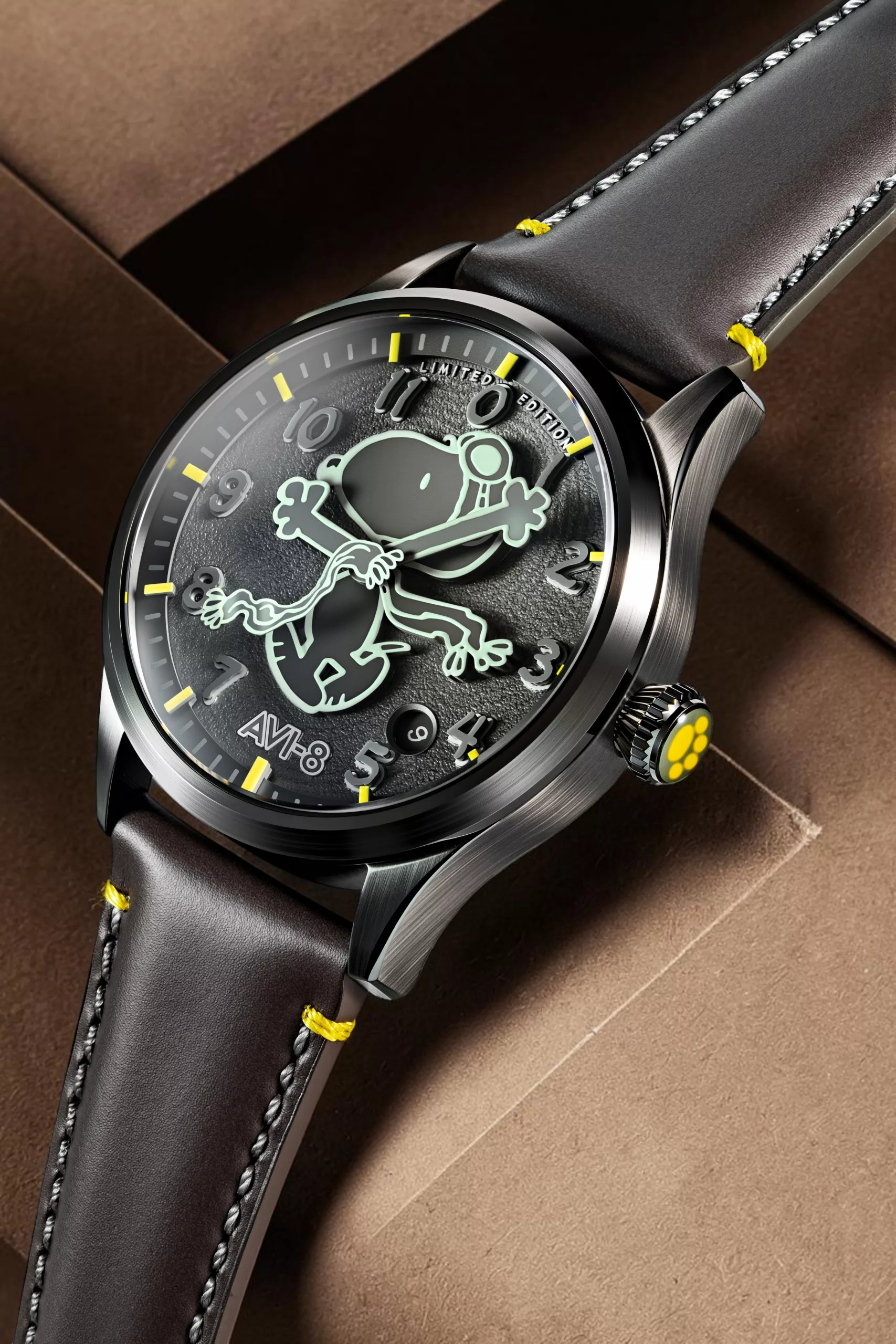 It features Snoopy's scarf and arm reimagined as the watch's minute and hour hands