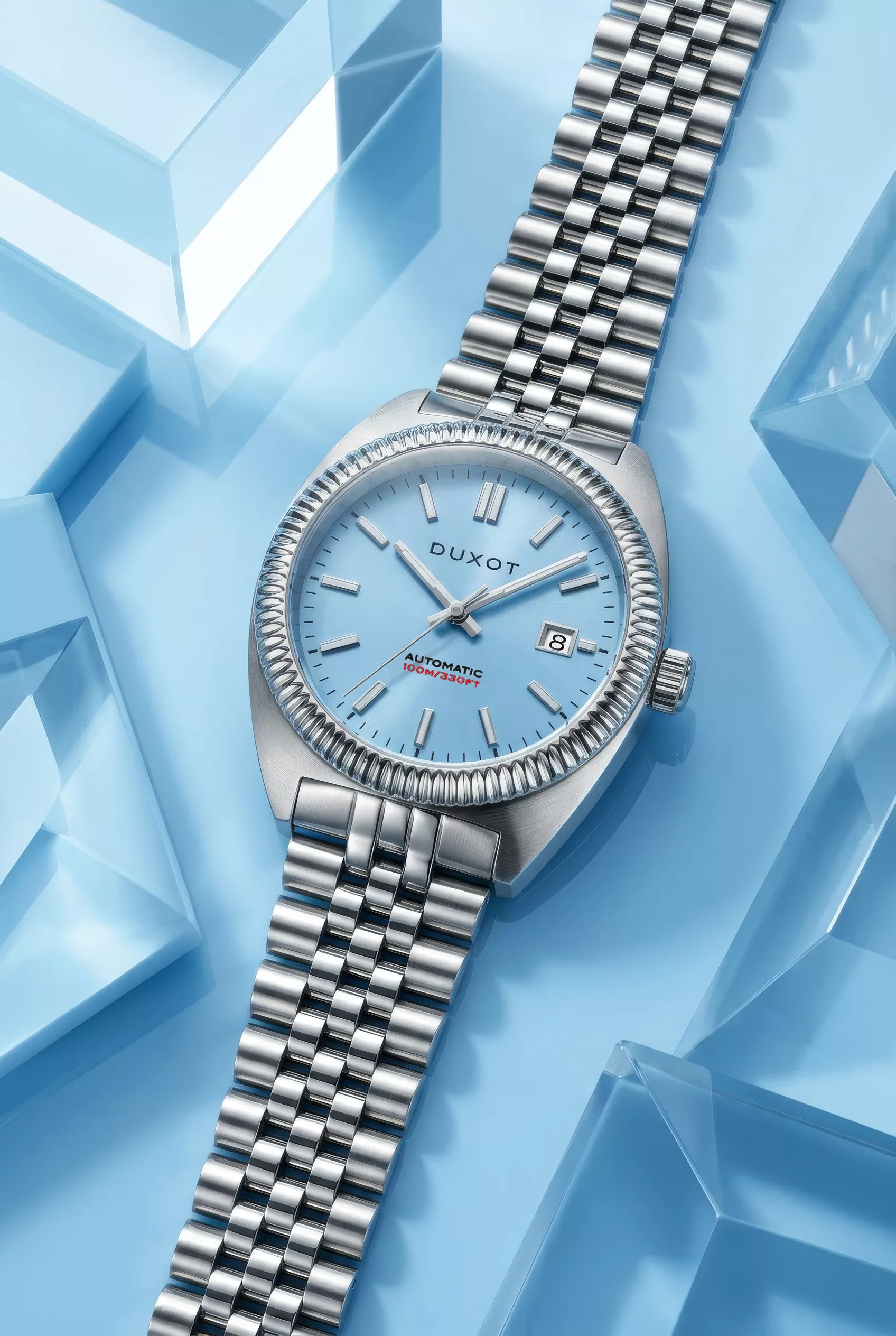 The Siena Automatic has applied silver indexes with Japanese luminous fill on every colorway