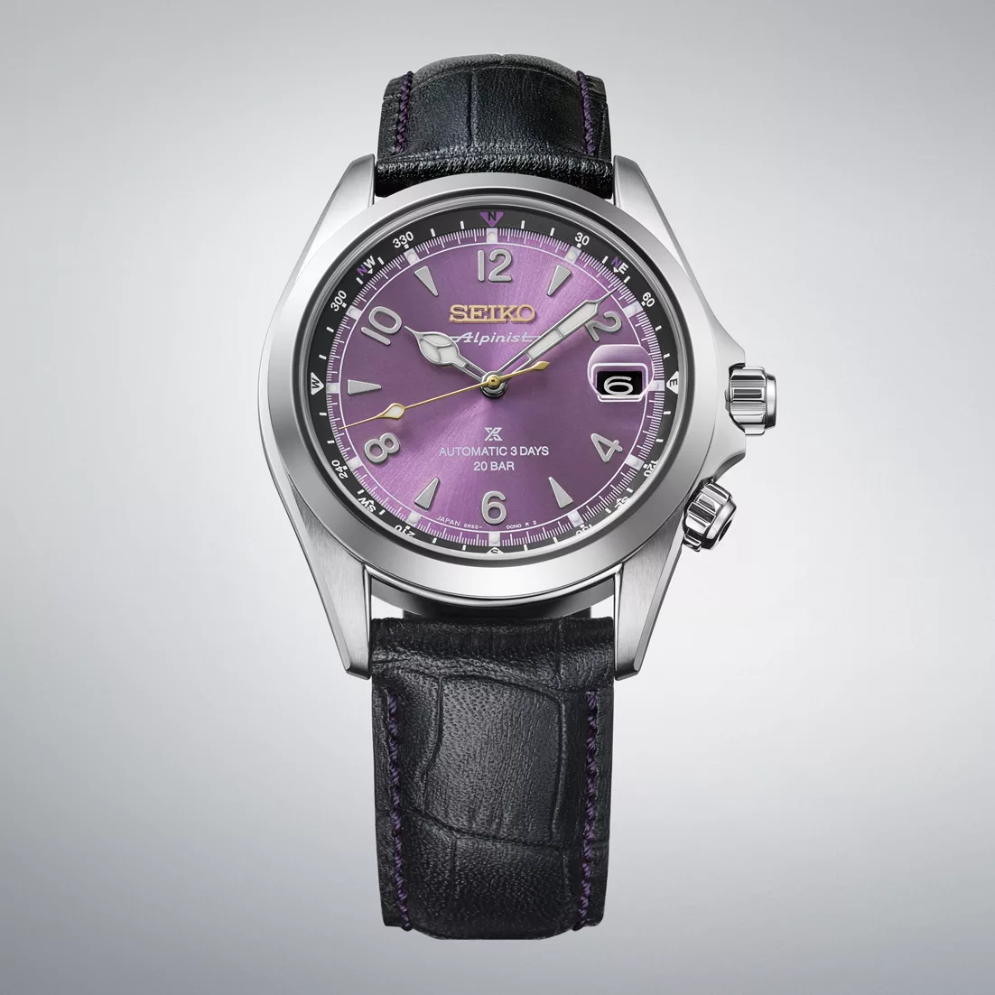 It features a caliber 6R55 automatic movement with a 72-hour power reserve
