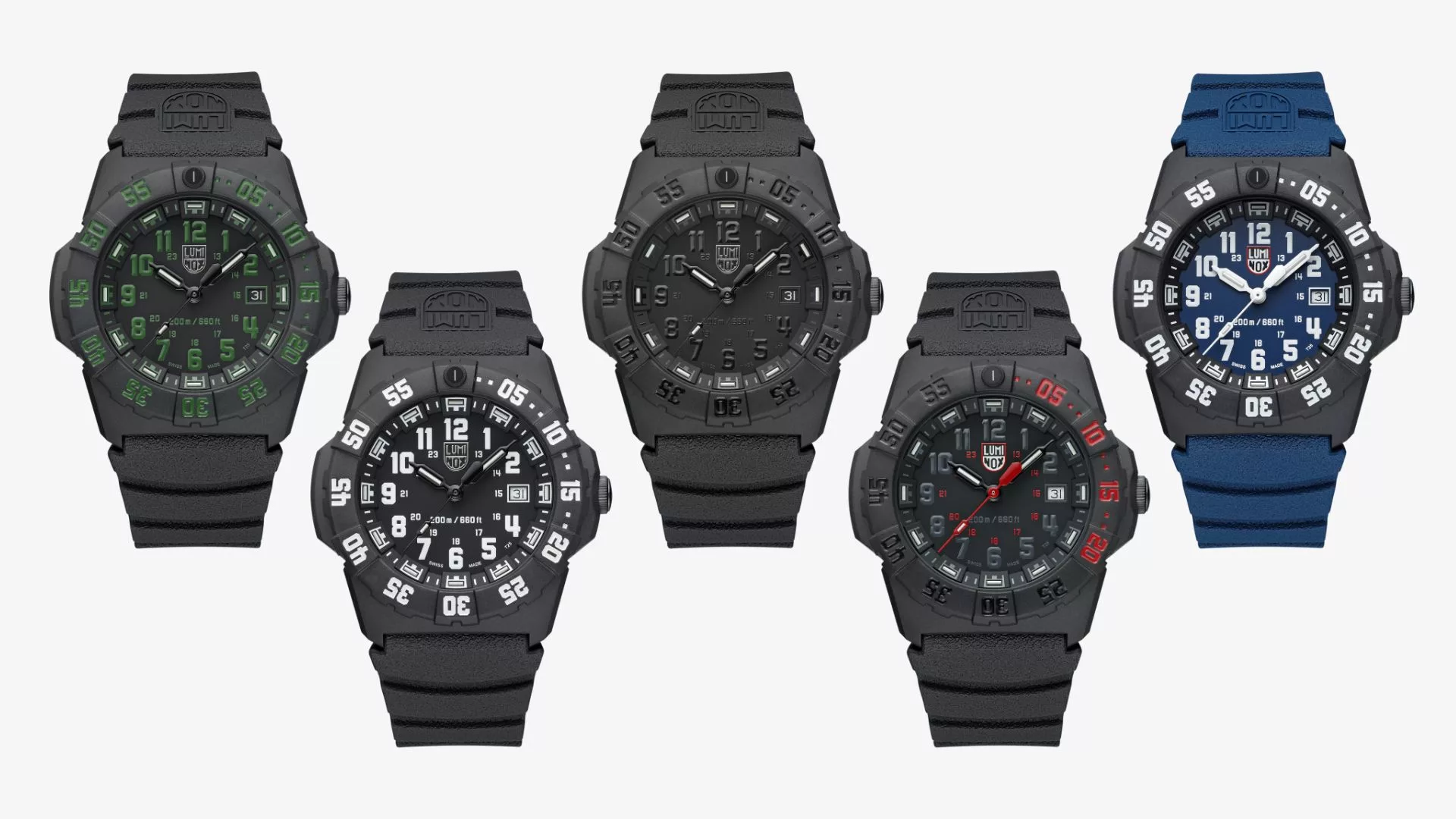 The 3551.BO variant drops all dial contrast for a fully blacked-out military read