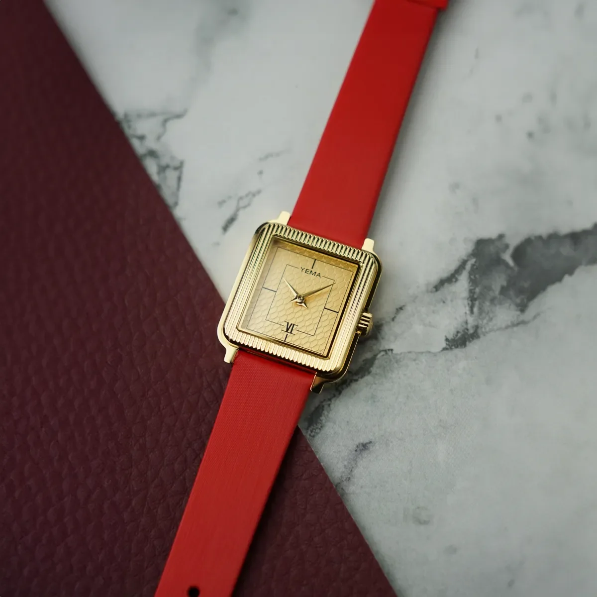 The Yema Radiance's sapphire crystal and black dial, assembled at Yema's Morteau workshop