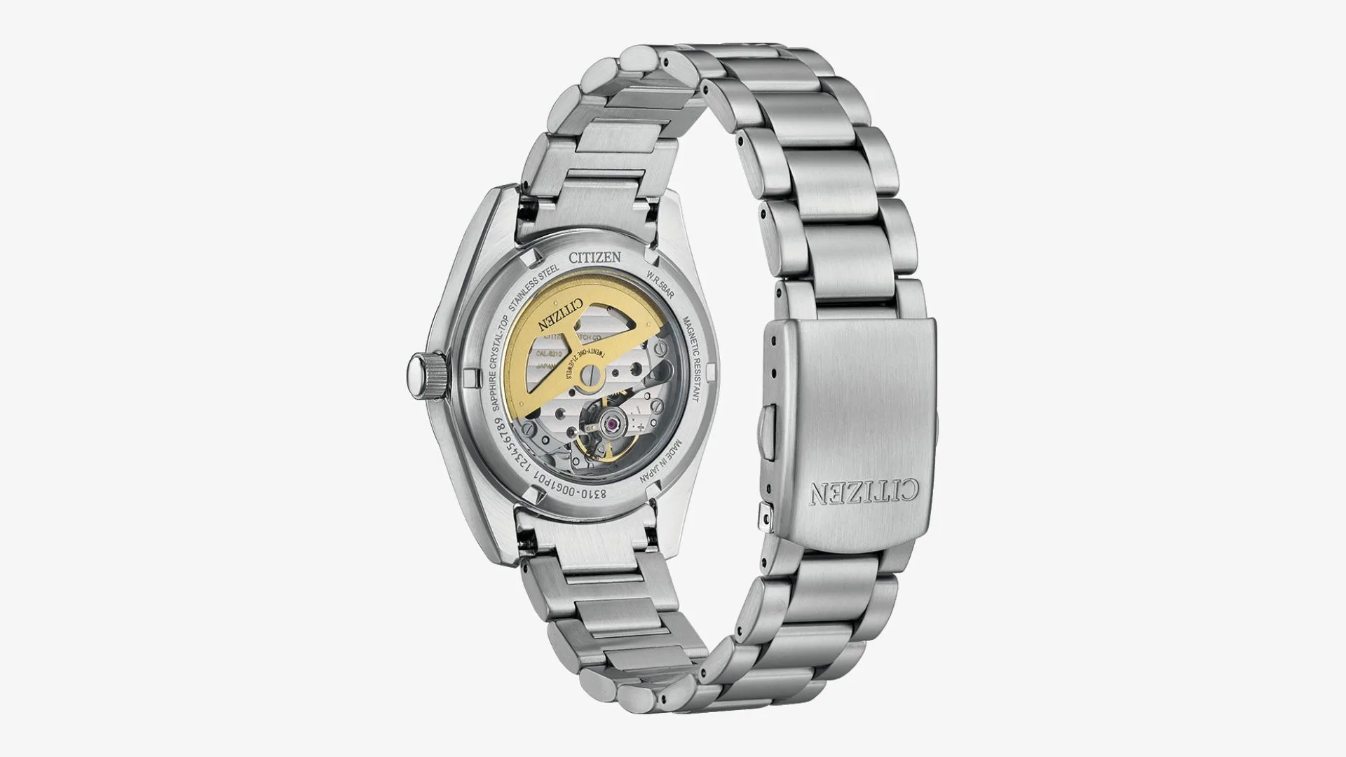 It features a display caseback that shows the 8310 movement and its rotor